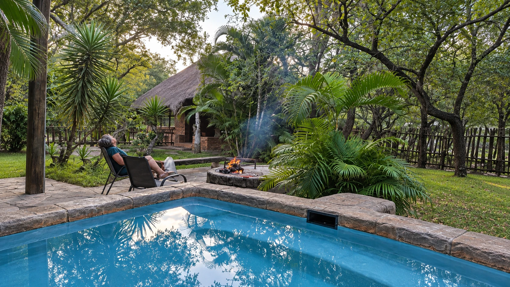 Shared pool and garden at Bushbaby Lodge