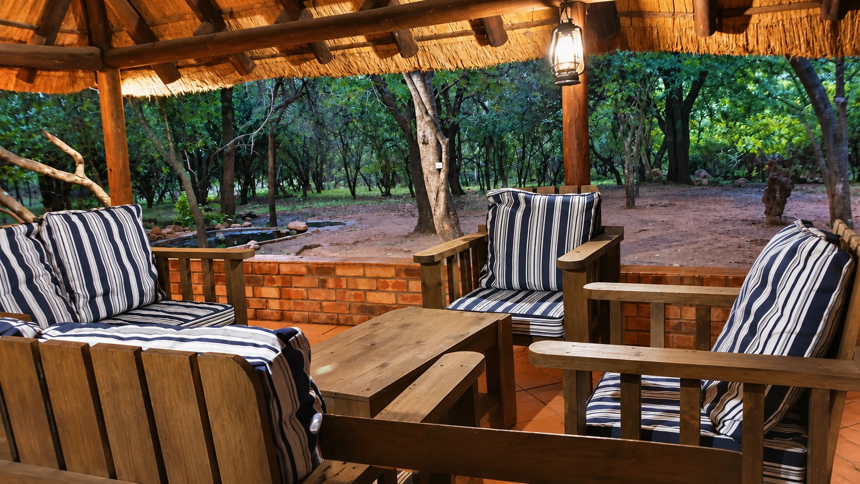Lapa seating overlooking the surrounding bush