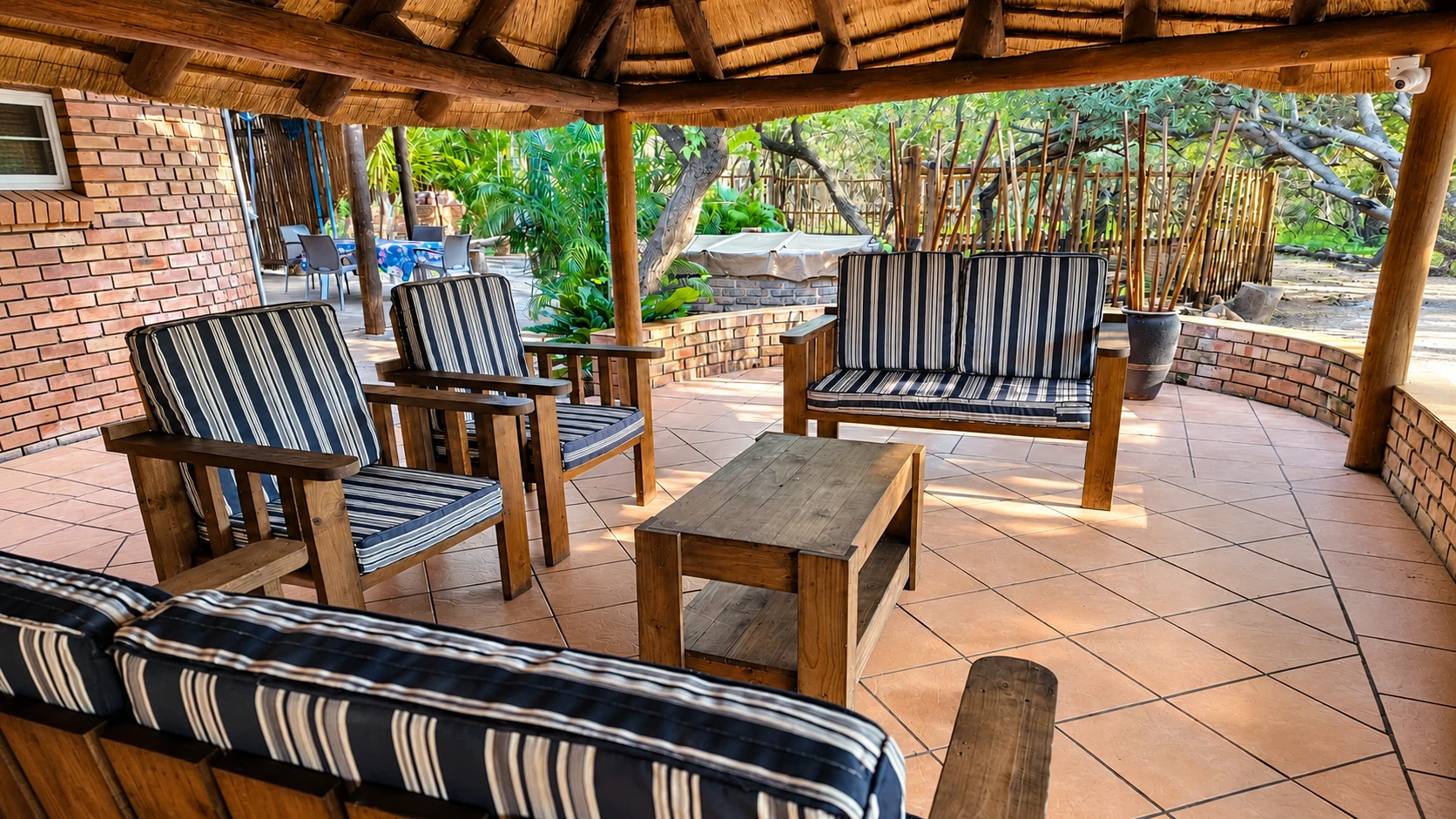 Another view of the covered patio seating